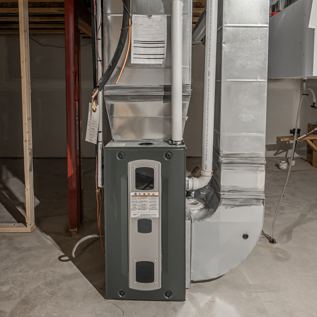 What a furnace looks like in the basement of a Spilliton, Illinois home post-maintenance.